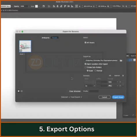 Illustration montrant l'interface d'After Effects avec des options d'exportation