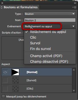 Panneau Boutons et formulaires dans InDesign
