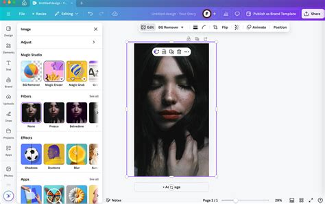 Interface de sélection de format dans Canva