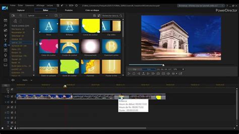 Structure de menu de base dans PowerDirector