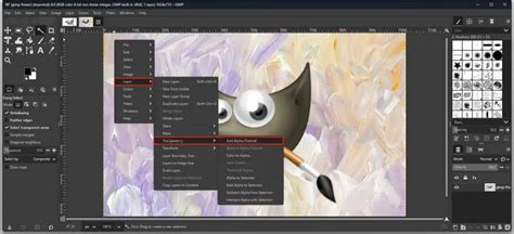 Interface du filtre Alpha Logo dans GIMP, montrant les options Chrome, Refroidir métal et Brillant