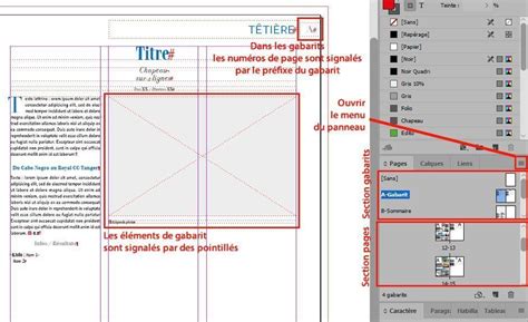Capture d'écran du panneau Pages d'InDesign avec la section Gabarits mise en évidence