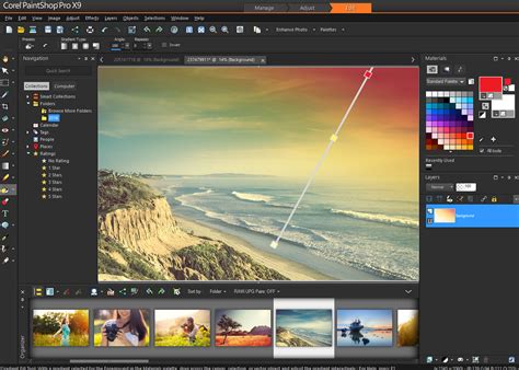 Capture d'écran de l'interface utilisateur de Corel PaintShop Pro X