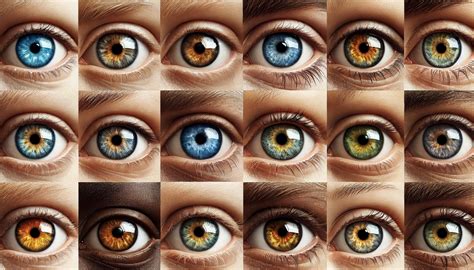 Schéma illustrant la prévisualisation de différentes couleurs d'yeux sur un visage.