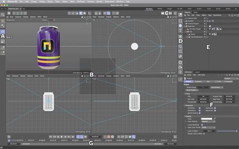 Interface de Cinema 4D Lite montrant la création de texte 3D