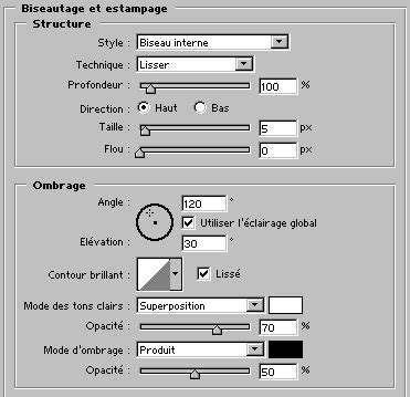 Réglages de l'option 