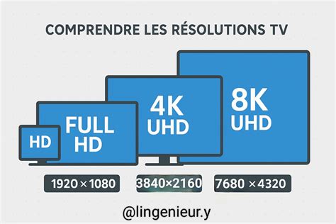 Infographie comparant les résolutions d'image (HD, Full HD, 4K, 8K).