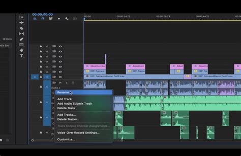 Interface du panneau Mixage des pistes audio dans Adobe Premiere Pro