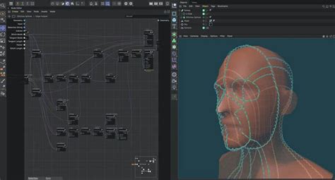 Schéma illustrant l'interface de Cinema 4D avec un objet, des matériaux empilés dans le Gestionnaire d'Objets et un tag de sélection de polygones appliqué.
