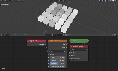 Exemple de configuration de nœud dans Cycles montrant un Mix Shader utilisant un nœud d'attribut basé sur une sélection de polygones pour mélanger deux shaders.