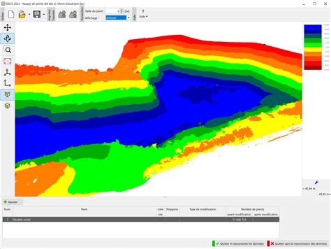 Visualisation de la zone de limite d'un nuage de points dans 3ds Max, montrant la boîte englobante jaune translucide.