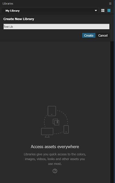 Options de partage et de permissions d'une bibliothèque Creative Cloud