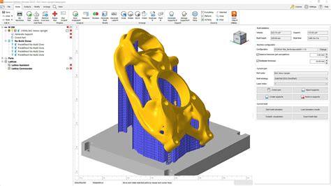 Schéma des fonctions avancées de Netfabb : analyse de l'épaisseur des parois et structures en treillis