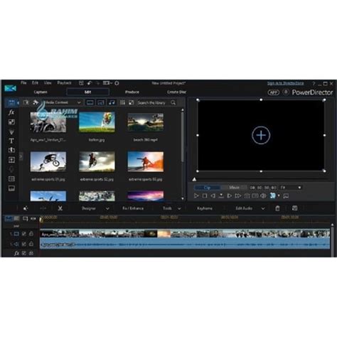 Interface de CyberLink PowerDirector avec des exemples d'effets spéciaux