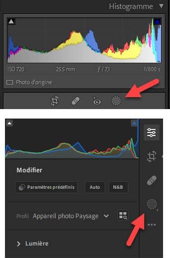 Interface du panneau Masquage dans Lightroom avec différents outils de sélection.