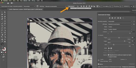 Capture d'écran de l'outil Vectorisation de l'image dans Adobe Illustrator
