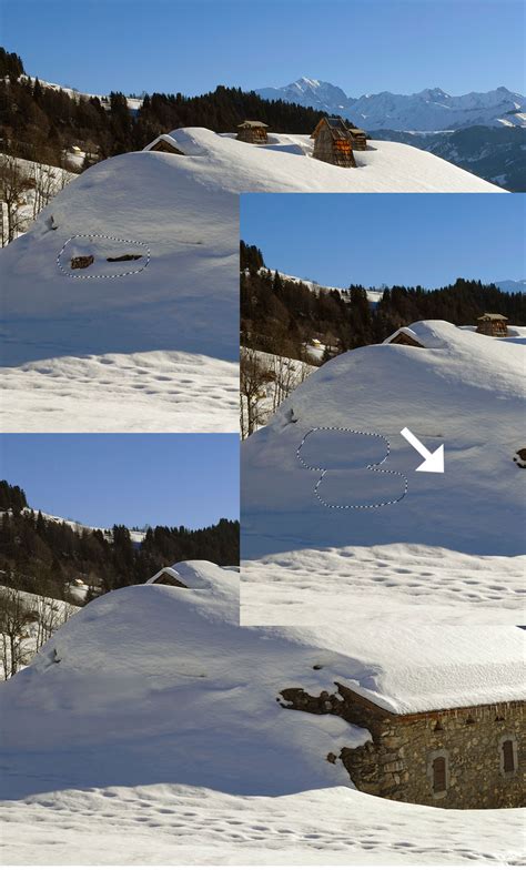 Exemple d'utilisation de l'outil Pièce pour supprimer un objet indésirable d'une photo.