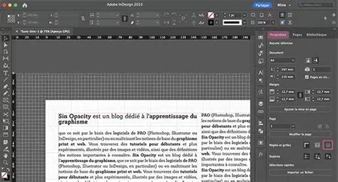 Exemple de grille de document paramétrée dans InDesign avec des lignes de base