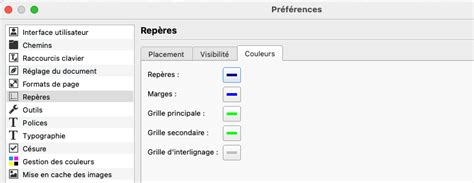 Représentation visuelle des cadres dans Scribus : cadre bleu (marges), cadre rouge (bord du document), cadre noir (fond perdu).