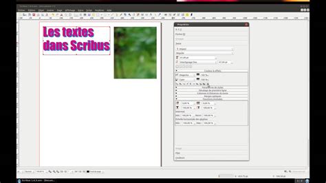 Interface de Scribus montrant la fenêtre des propriétés avec les options de gabarits et de styles de paragraphe.