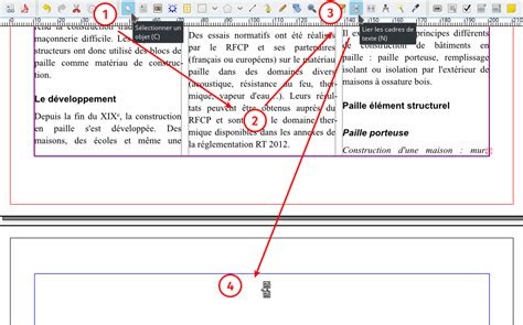 Schéma montrant la création d'un cadre de texte dans Scribus en maintenant la touche Majuscule et en cliquant sur la surface de travail.
