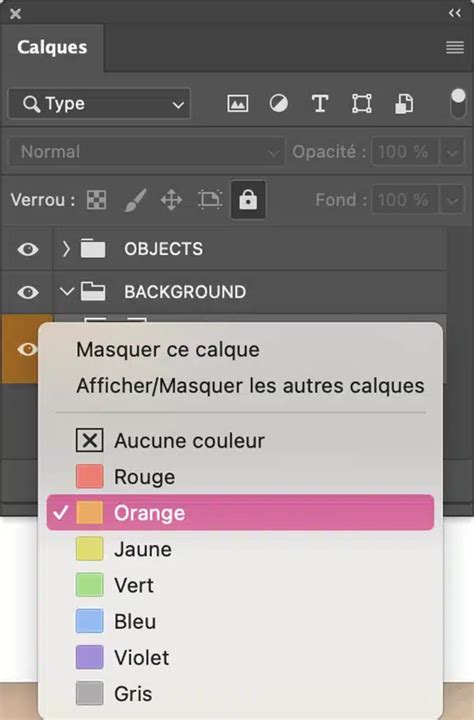Exemple de calques organisés en groupes dans le panneau Calques