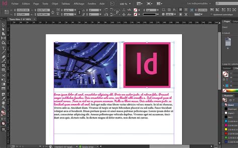 Illustration de l'interface d'Adobe InDesign avec un document ouvert