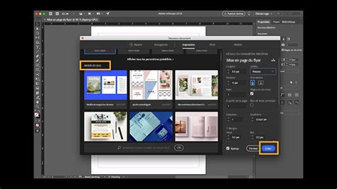Interface de création de document dans InDesign