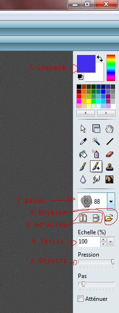 Schéma représentant le curseur du pinceau dans PhotoFiltre
