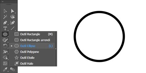 Sélection de l'outil Ellipse et création d'une forme circulaire dans Adobe Illustrator