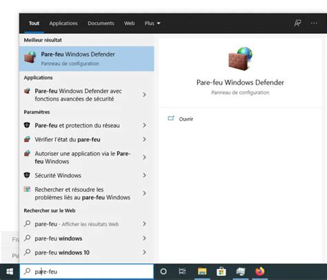 Icône du Pare-feu Windows Defender
