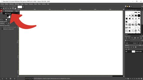 Interface de GIMP avec l'outil Dégradé sélectionné