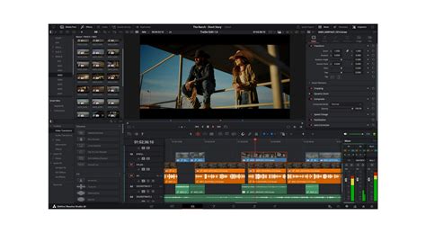 Illustration de l'interface de DaVinci Resolve avec des plans vidéo importés.