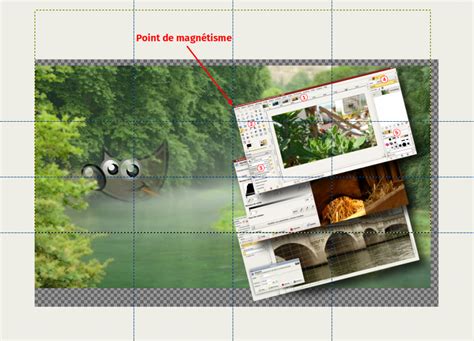Exemple d'utilisation des guides magnétiques dans GIMP pour un alignement précis