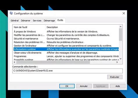 Capture d'écran de l'utilitaire de configuration système (msconfig) sous Windows, montrant l'onglet Démarrage.