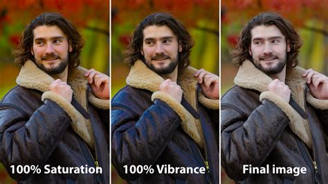 Comparaison visuelle des effets de la vibrance et de la saturation