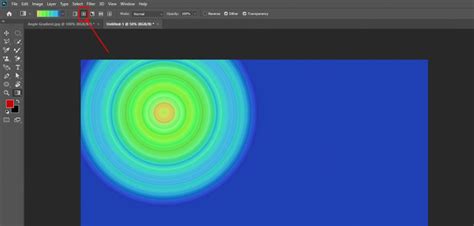 Visualisation d'un dégradé radial appliqué à une sélection circulaire dans Photoshop