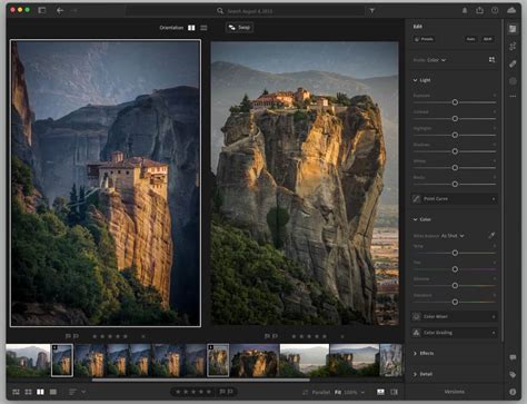 Exemple d'utilisation de l'outil Virage Fractionné dans Lightroom pour ajouter des tons chauds aux ombres et des tons froids aux hautes lumières