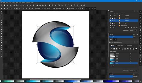 Capture d'écran du logiciel Inkscape montrant un logo en cours de vectorisation