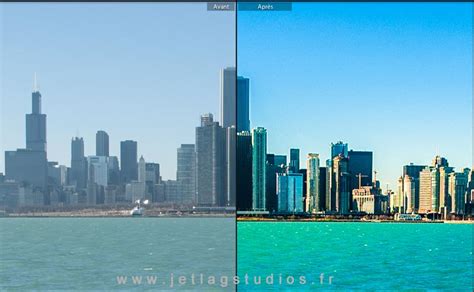 Comparatif avant/après d'une photo de paysage retouchée avec un preset