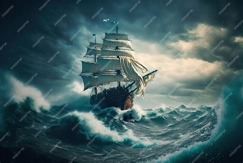 Image d'un cog médiéval chargé de marchandises, naviguant sur une mer calme.