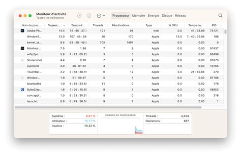 Interface du Moniteur d'activité montrant comment identifier et fermer un processus QuickTime