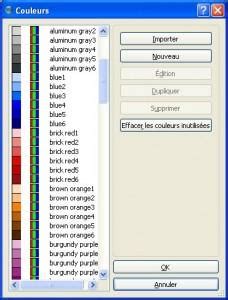 Fenêtre de gestion des couleurs dans Scribus