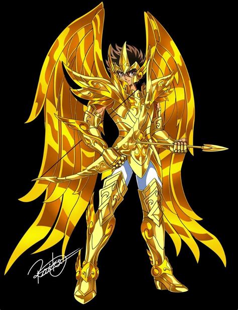 Illustration du Chevalier d'Or du Sagittaire, Sisyphe, dans son armure