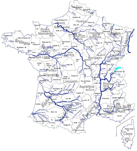 Carte avec cours d'eau, villes et routes