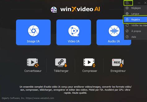 Capture d'écran de l'interface de Winxvideo AI montrant le processus de conversion de fichiers WebM.