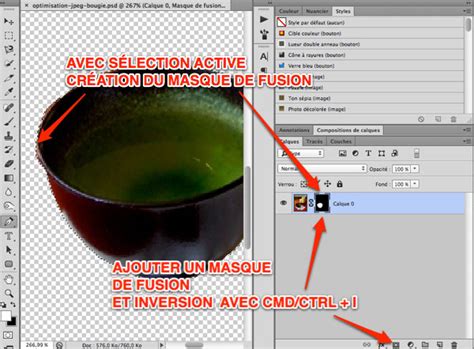 Schéma expliquant le fonctionnement des masques de fusion dans Photoshop : blanc pour révéler, noir pour masquer.