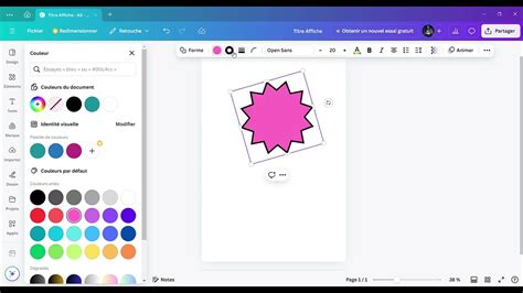Infographie montrant les différentes options de modification d'une forme dans Canva : bordures, couleurs, rotation, texte.