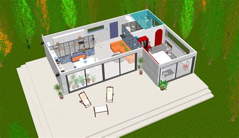 Capture d'écran de l'interface de Sweet Home 3D montrant un aménagement intérieur en 3D