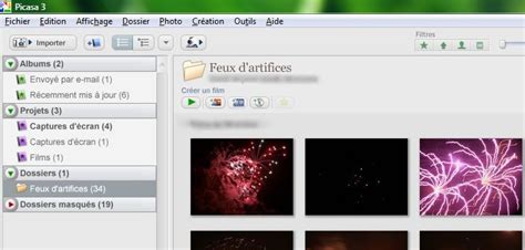 Interface de Picasa avec l'option 